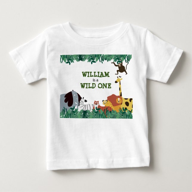 Camiseta Para Bebê Um Safari Selvagem Personalizado na Selva (Frente)