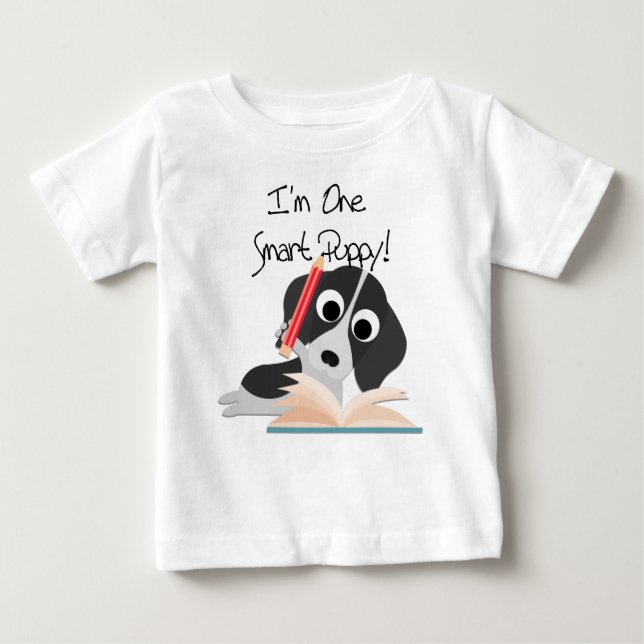 Camiseta Para Bebê Um Smart Puppy (Frente)