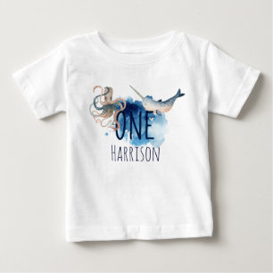 Camiseta Para Bebê Um sob o diafragma de aniversário do mar