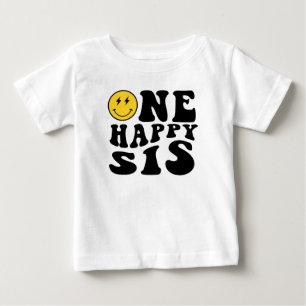 Camiseta Para Bebê Um sorriso feliz da irmã Menino 1º aniversário Com