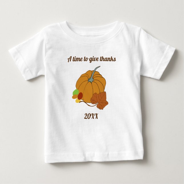 Camiseta Para Bebê Um tempo para dar abóbora e doces de folha (Frente)