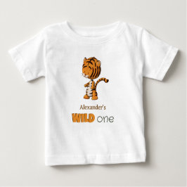 Camiseta Para Bebê Um Tigre Bebe Selvagem Safari Primeiro Aniversário