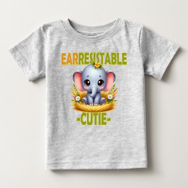 Camiseta Para Bebê Um trocadilho divertido. Cartoon do Baby Elephant (Frente)