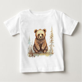 Camiseta Para Bebê Um ursinho bonitinho - design de ilustração artíst
