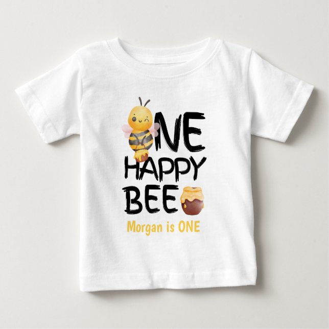 Camiseta Para Bebê Uma Abelha Feliz Mel Amarelo  Meninas Abelhas 1º A (Frente)