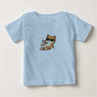 Camiseta Para Bebê Uma foto fofa de um gato no seu vestido.