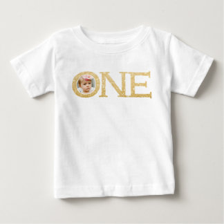 Camiseta Para Bebê Uma Fotografia Glittery Dourada Personalizada
