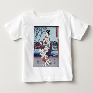 Camiseta Para Bebê Uma Fria Noite de Verão na Ponte, Utagawa Hiroshig