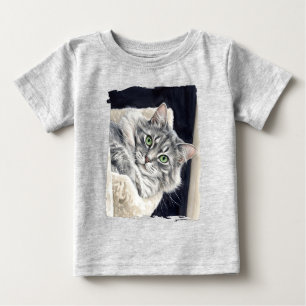 Camiseta Para Bebê Uma gata chamada Rose com Olhos Verdes Marcantes