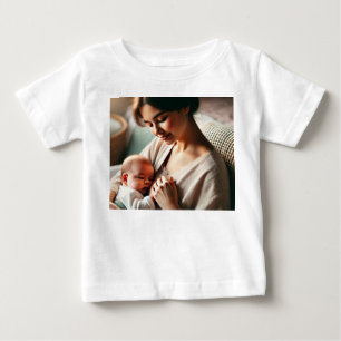 Camiseta Para Bebê Uma Mãe Abraçando seu Bebê