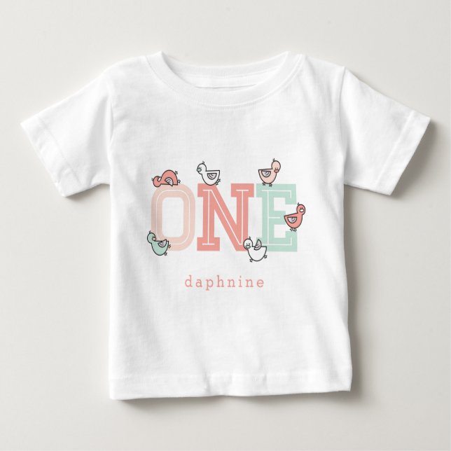 Camiseta Para Bebê Uma Menina Branca Rosa Pata Bebê Patos De Bebê (Frente)