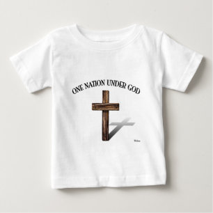 Camiseta Para Bebê Uma Nação Sob Deus com cruz robusta