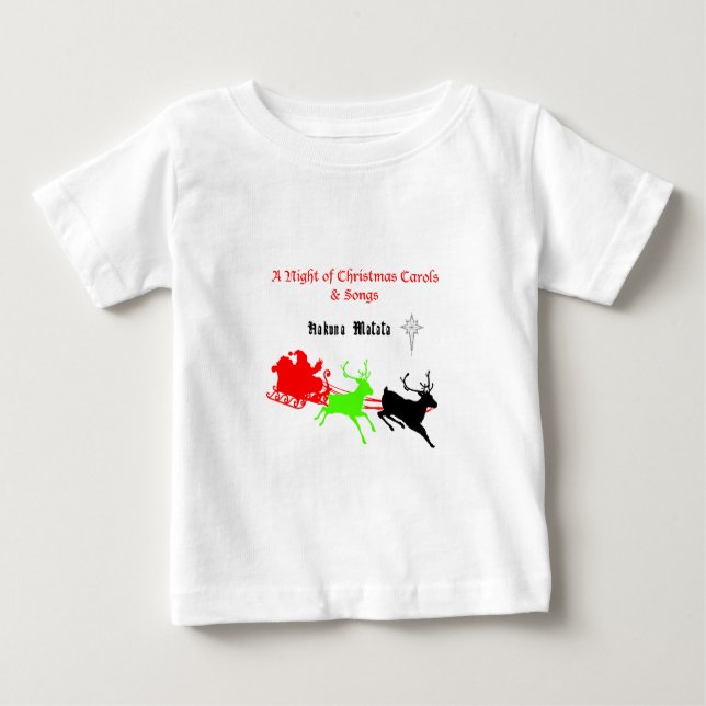 Camiseta Para Bebê Uma noite de canções de Natal e canções Hakunamata (Frente)