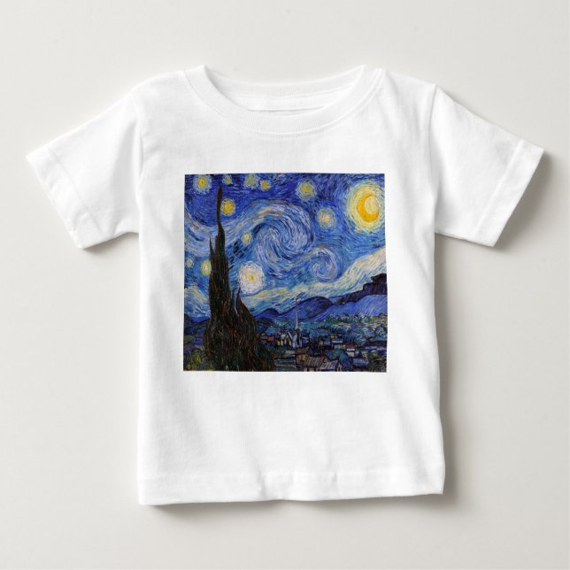 Camiseta Para Bebê Uma noite estrelada: Remoção do Santo por Vincent  (Frente)
