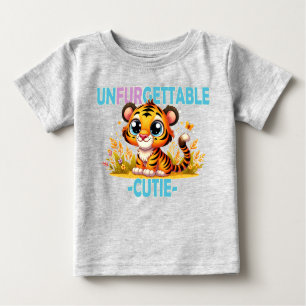 Camiseta Para Bebê Unfurgettable Cutie, trocadilho. Cartoon Baby Tige
