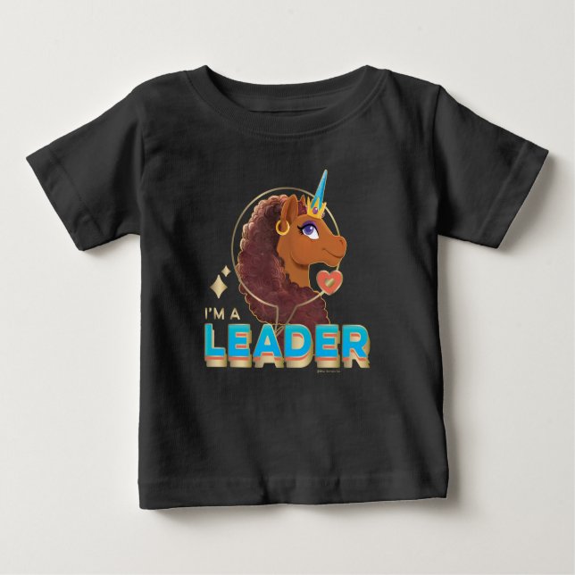 Camiseta Para Bebê Único Design do Unicórnio "Sou um Líder" (Frente)