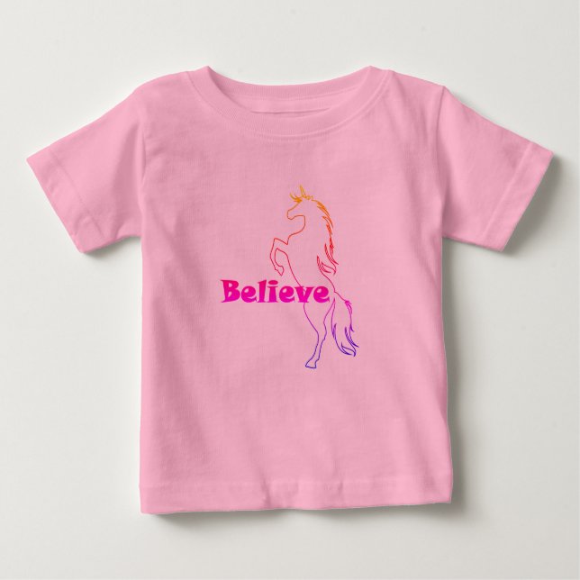 Camiseta Para Bebê Unicorn Creve Design - Baby Fine Jersey T Shirt (Frente)
