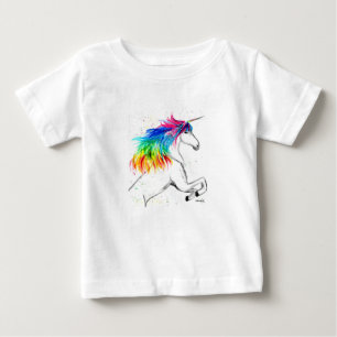 Camiseta Para Bebê Unicorn fofo arco-íris aquarela Menina bebê