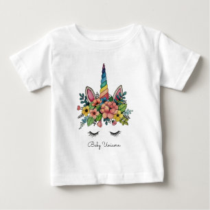 Camiseta Para Bebê Unicorn Pisca Com Rainbow Horn