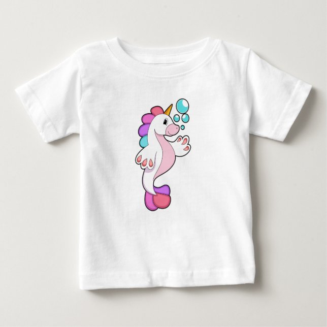 Camiseta Para Bebê Unicorn with Water bubbles.PNG (Frente)