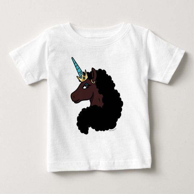 Camiseta Para Bebê Unicórnio Afro | Mágico (Frente)