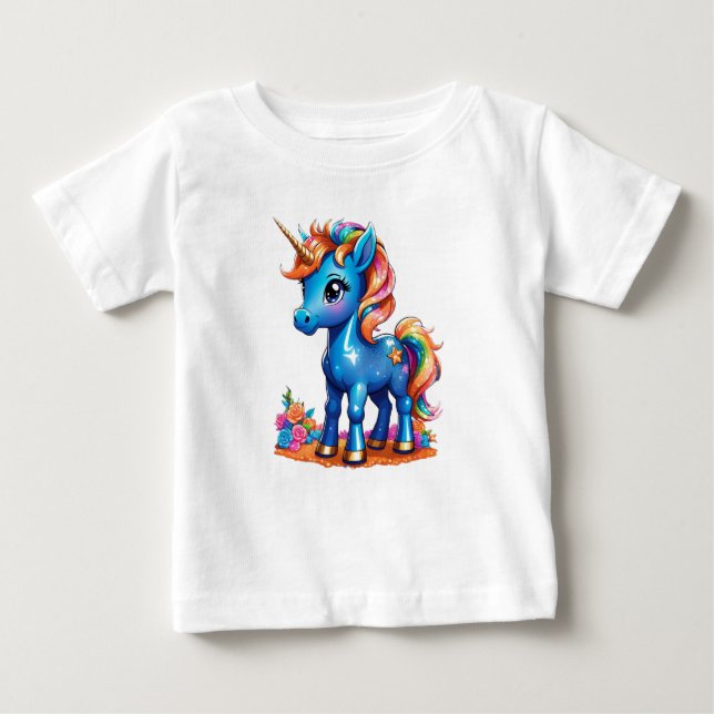 Camiseta Para Bebê Unicórnio bebê (Frente)
