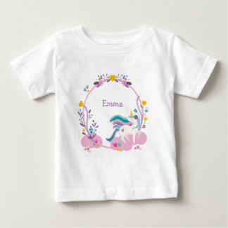 Camiseta Para Bebê unicórnio bonito com nome