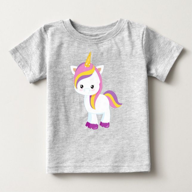 Camiseta Para Bebê Unicórnio Bonito, Pequeno Unicórnio, Unicórnio Kaw (Frente)