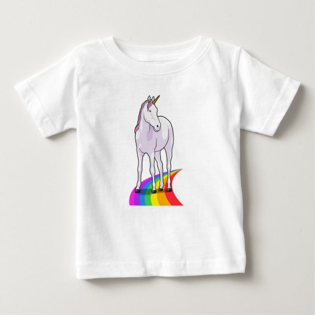 Camiseta Para Bebê Unicórnio com arco-íris (Frente)
