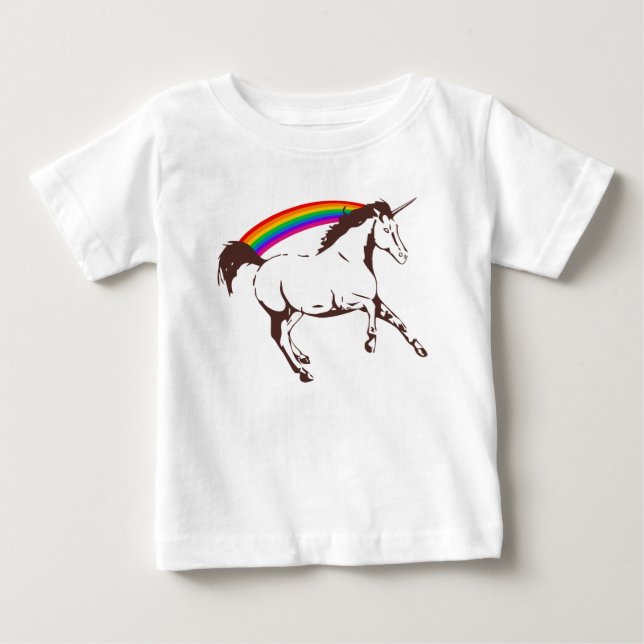 Camiseta Para Bebê Unicórnio com arco-íris (Frente)