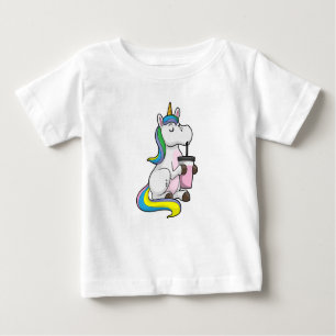 Camiseta Para Bebê Unicórnio com Chá de Bolha