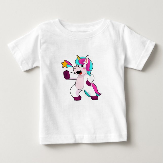 Camiseta Para Bebê Unicórnio com Estrela (Frente)