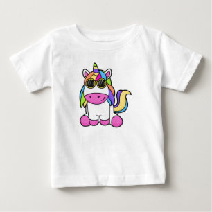 Camiseta Para Bebê Unicórnio com óculos de sol
