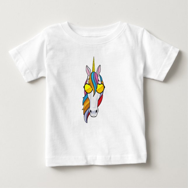 Camiseta Para Bebê Unicórnio com óculos de sol (Frente)