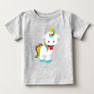 Camiseta Para Bebê Unicórnio Com Scarf, Unicórnio Pequeno, Unicórnio