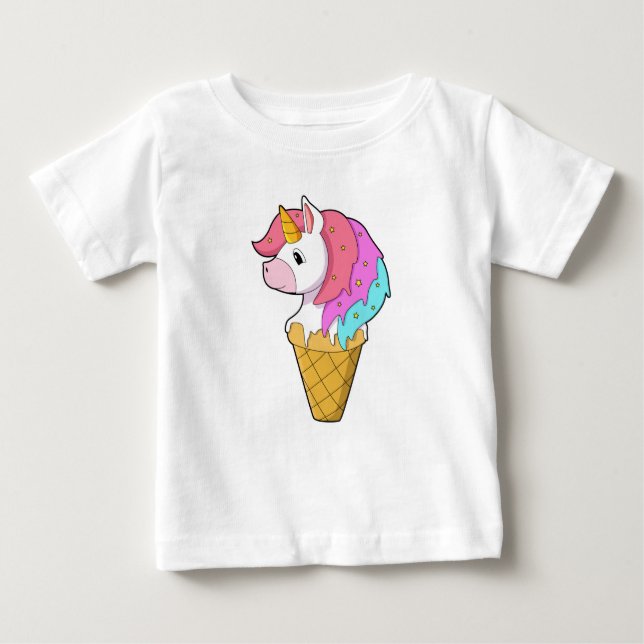 Camiseta Para Bebê Unicórnio com Sorvete (Frente)