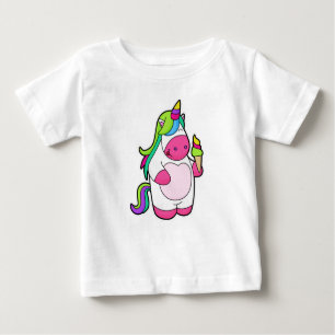 Camiseta Para Bebê Unicórnio com Sorvete Waffle