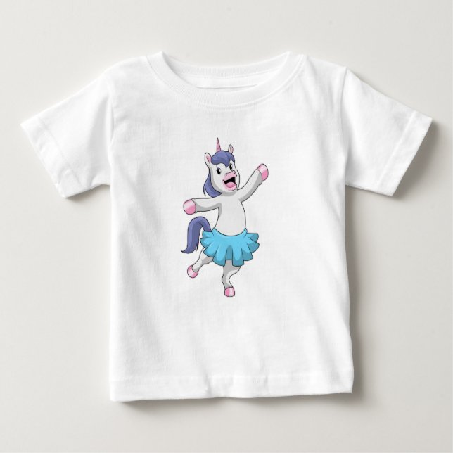 Camiseta Para Bebê Unicórnio como Ballerina no Balé (Frente)