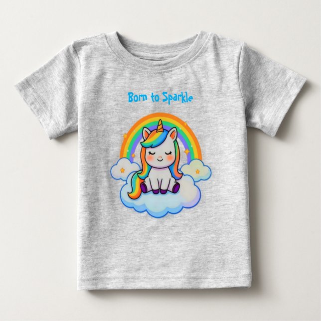 Camiseta Para Bebê Unicórnio da Moda - Algodão (Frente)