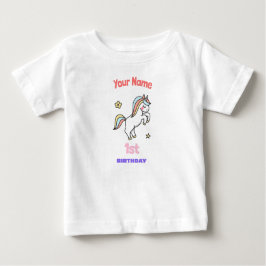 Camiseta Para Bebê Unicórnio de 1º Aniversário
