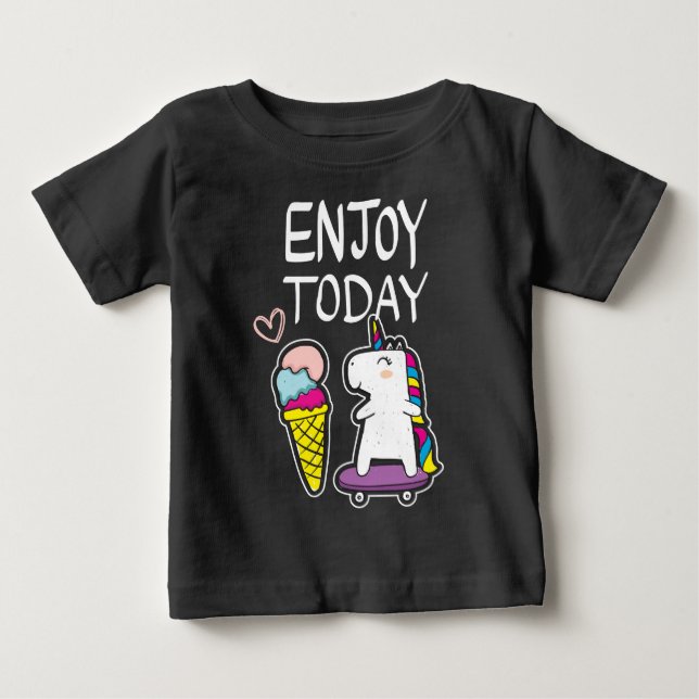 Camiseta Para Bebê Unicórnio de sorvete bebê  (Frente)