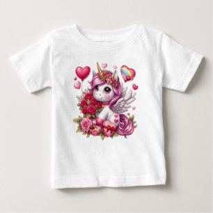 Camiseta Para Bebê unicórnio Dia de os namorados bonito