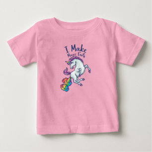Camiseta Para Bebê Unicórnio Divertido de Pixel Retro Eu Faço Pum de 