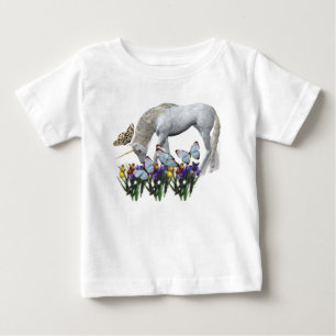 Camiseta Para Bebê Unicórnio E Borboletas