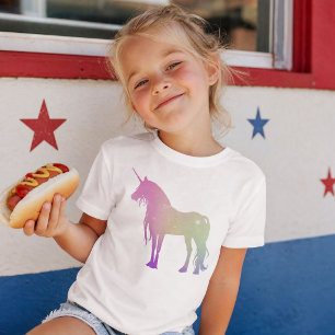 Camiseta Para Bebê Unicórnio em Cores do Universo