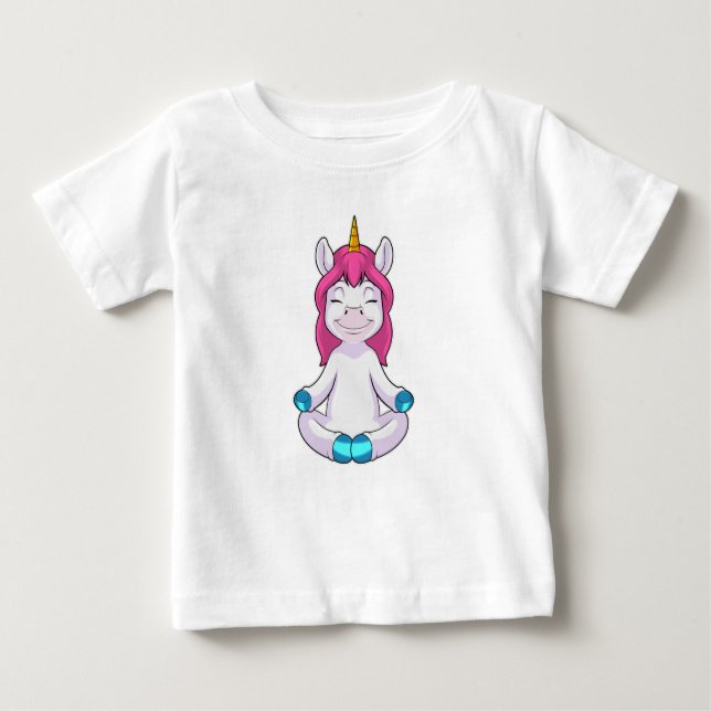 Camiseta Para Bebê Unicórnio em Meditação em Sessão (Frente)