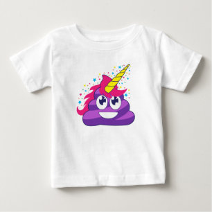 Camiseta Para Bebê Unicórnio Emoji de Poopy