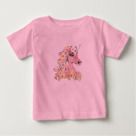 Camiseta Para Bebê Unicórnio Floral Sonhe Grande
