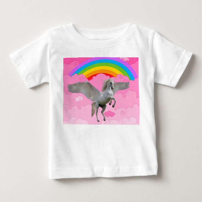 Camiseta Para Bebê Unicórnio Fofo. (Frente)