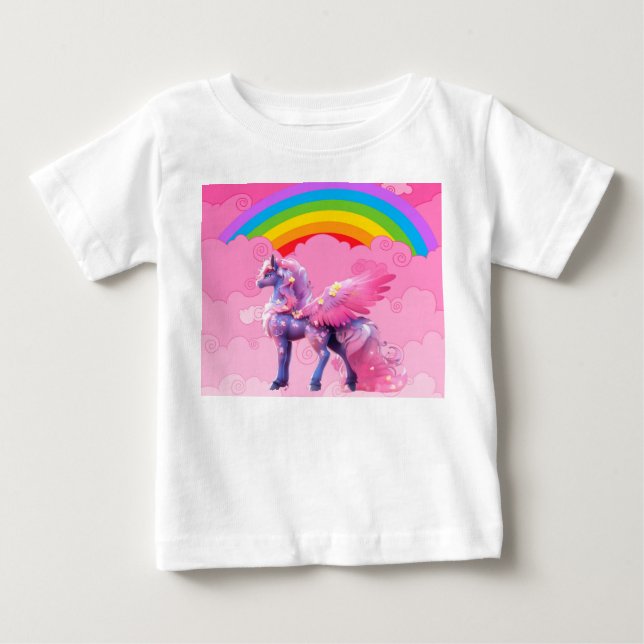 Camiseta Para Bebê Unicórnio Fofo. (Frente)